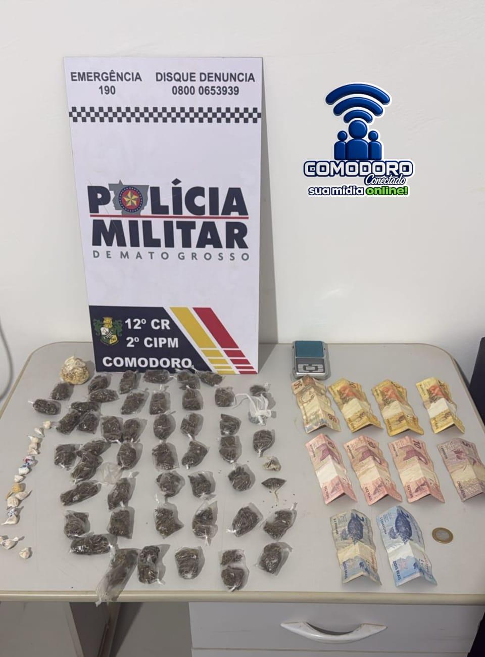 POLÍCIA MILITAR FECHA POSSÍVEL BOCA DE FUMO E APREENDE DROGAS EM COMODORO